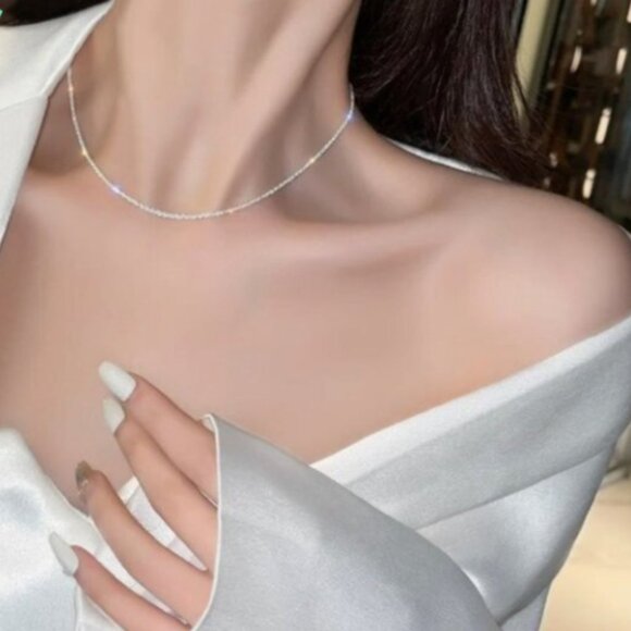 Jewelry - Sliver Choker Necklace for Women Crystal Chain Jewelry Engagement Party Fashion